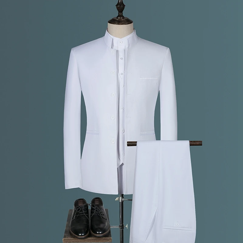 Men's suit for young and middle-aged business, casual, fashionable and stylish, stand-up collar single, Korean version of Zhongs