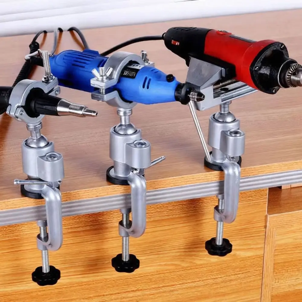 360 Degree Rotating Vise Stand For Electric Drill Grinder Aluminum Alloy Bench Clamp For Hobbyist Repair Tool
