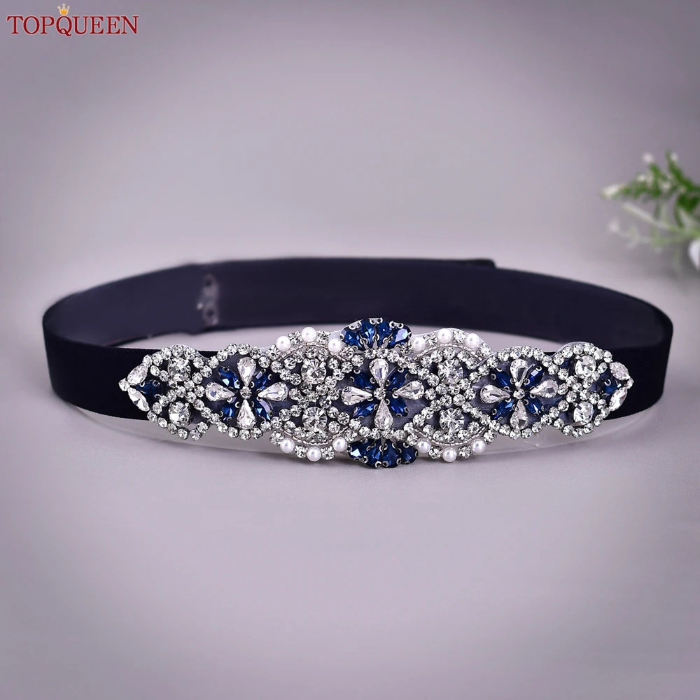 Topqueen Dames Elastische Riem Eenvoudige Zwarte Riem Navy Sieraden Elastische Riem Decoratie Jurk Jack Trui Cinch Tailleband S104 Ml