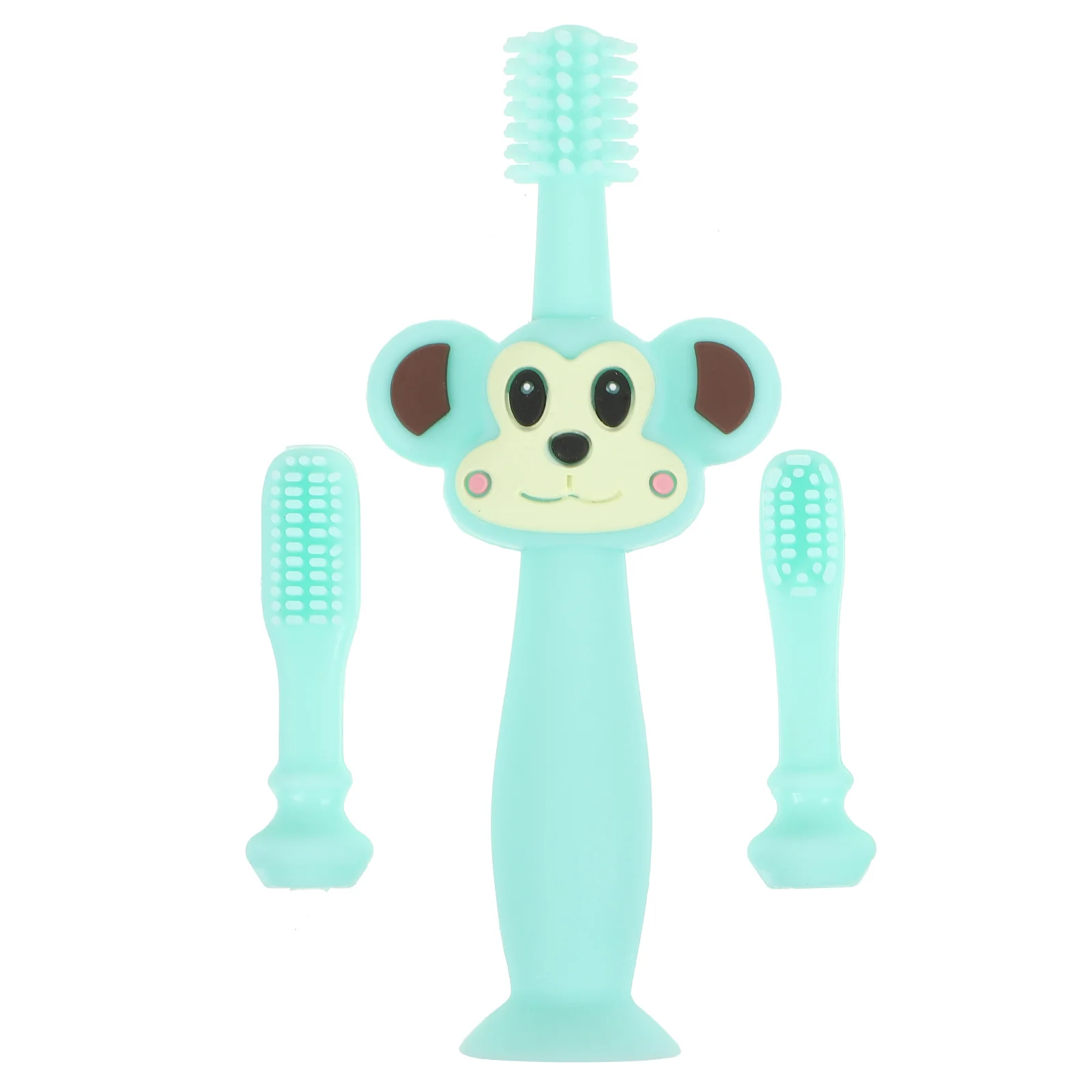 

Зубная щетка для малышей, жевательная головка с полной щетиной, безопасный дизайн, удобная ручка для ухода за полостью рта младенца, зеленая детская зубная щетка