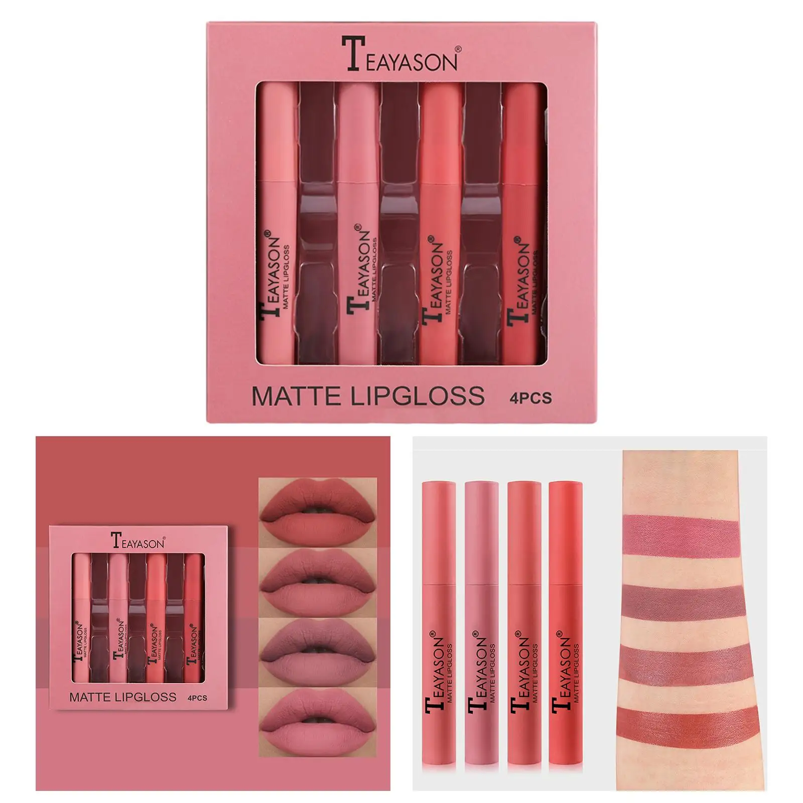 ヌードベルベットマットリップスティックセット保湿軽量リップグロス防水ティント学校や結婚式用