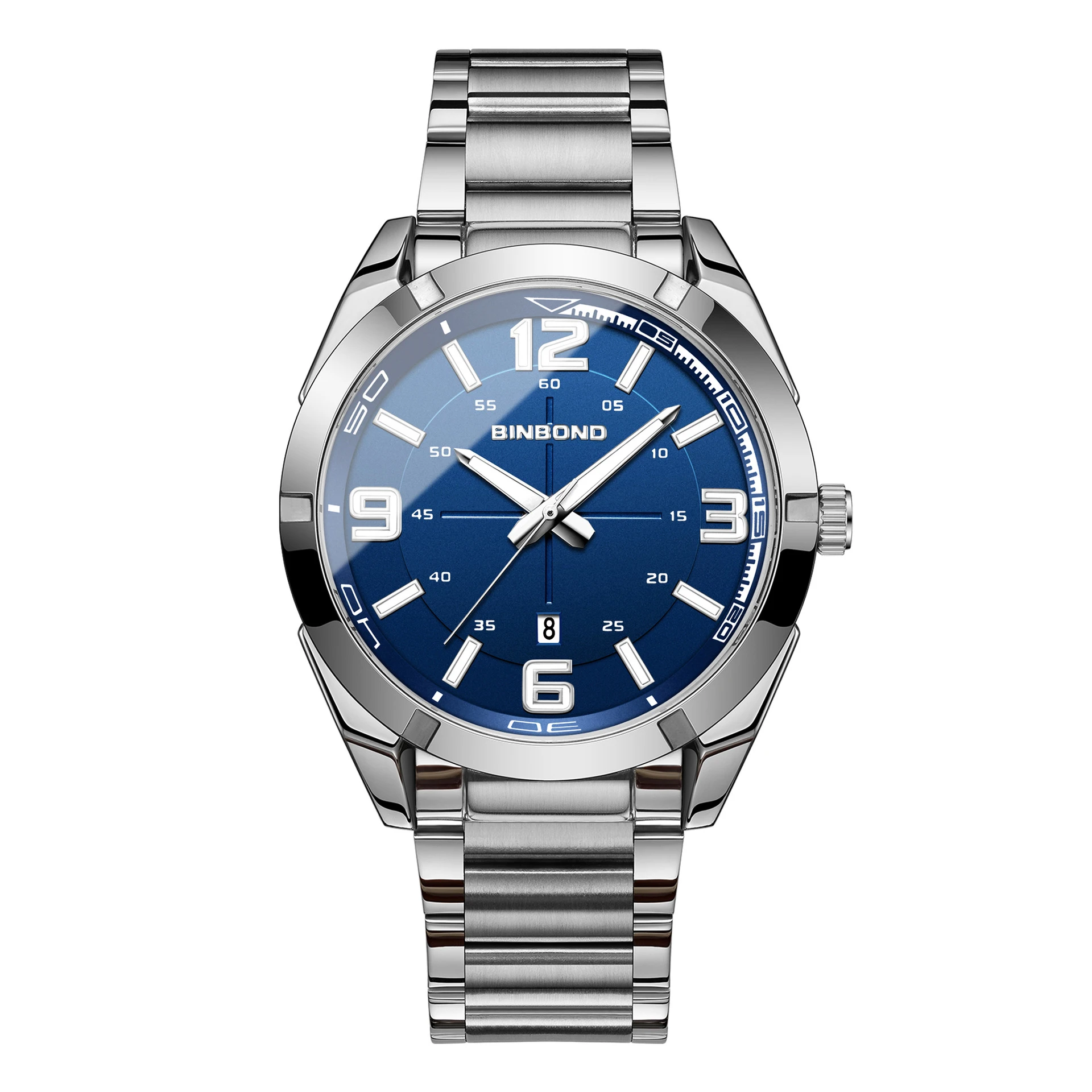 TOP Brand Watch Men's Large Number Large Dial Steel Strip Trend Business Waterproof Male fashion Quartz Clock Watches Gift