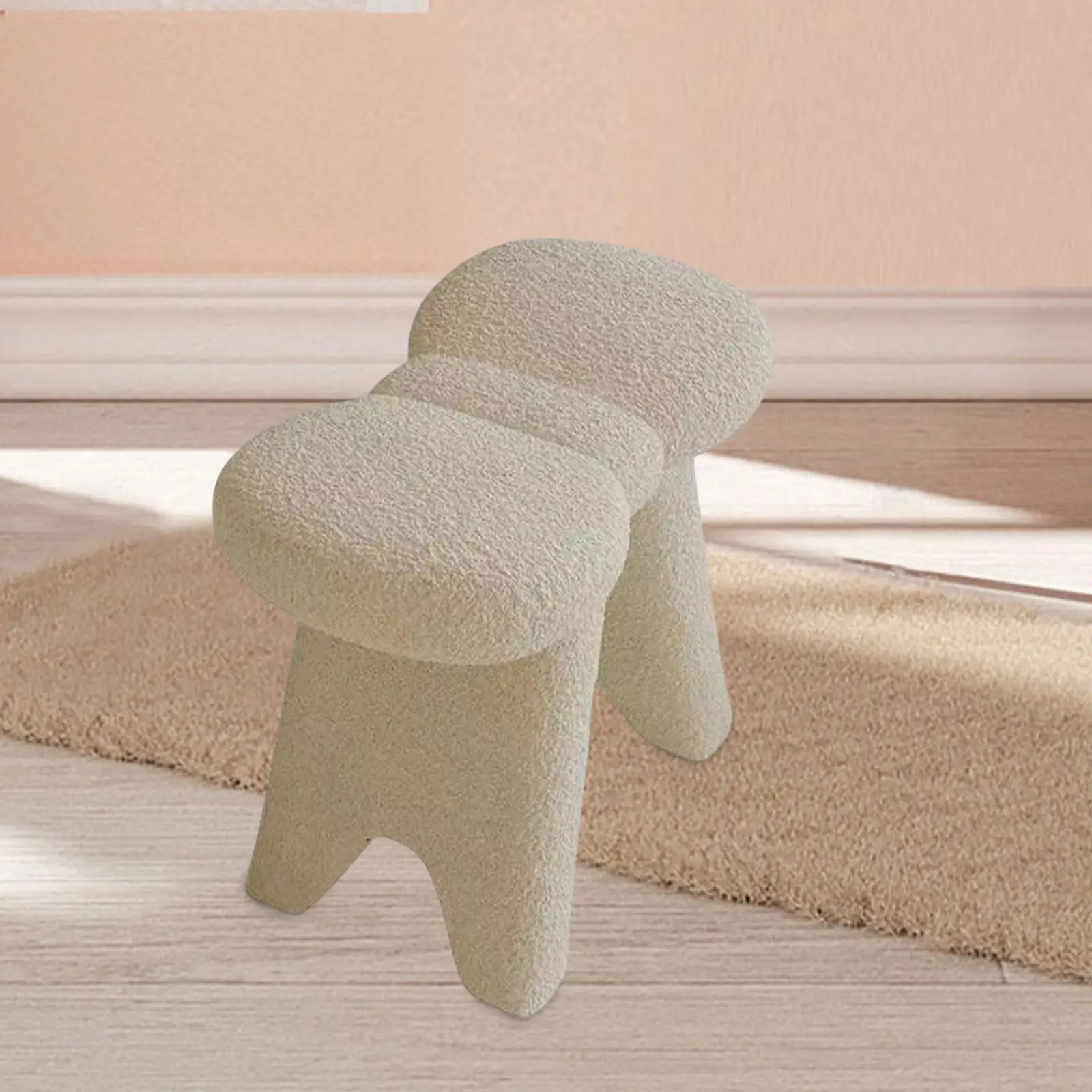 Vanity Stool Chair Lambswool Foot Stool for Makeup Room Living Room Bedroom