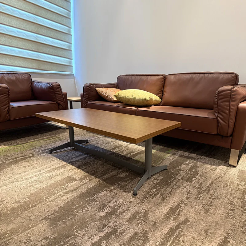Modern Office Couch Furniture Commercial 1 2 3 Seater Office Sofa Set Brown Synthetic Leather Office Couch With Coffee Table
