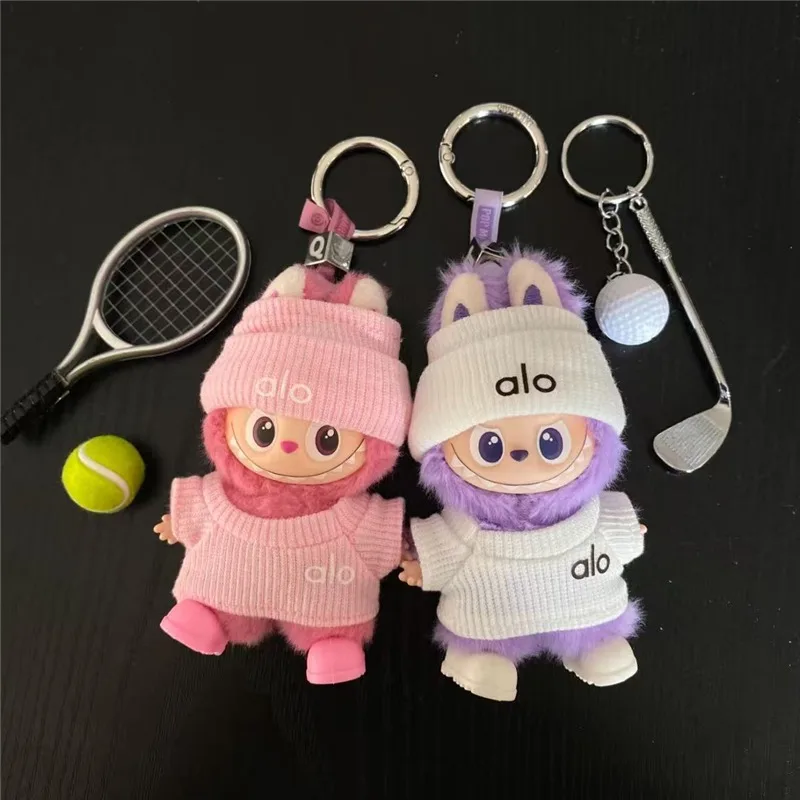 For labubu Doll 4.0 The Monsters Pin for Love Series Badminton Tennis Sports Sweater Outfit Clothing Shoes Hat Clothes 15-17cm
