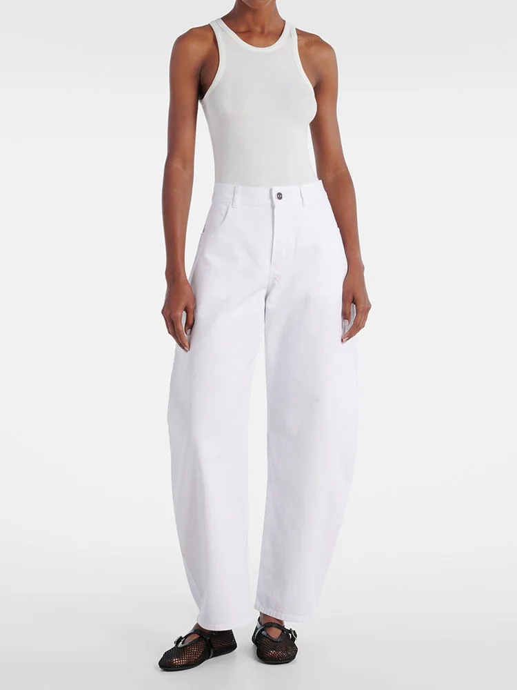 

Woman clothing y2k summer washed nine-minute banana jeans high waist cotton Woman trousers2025 fashion new large femme pants