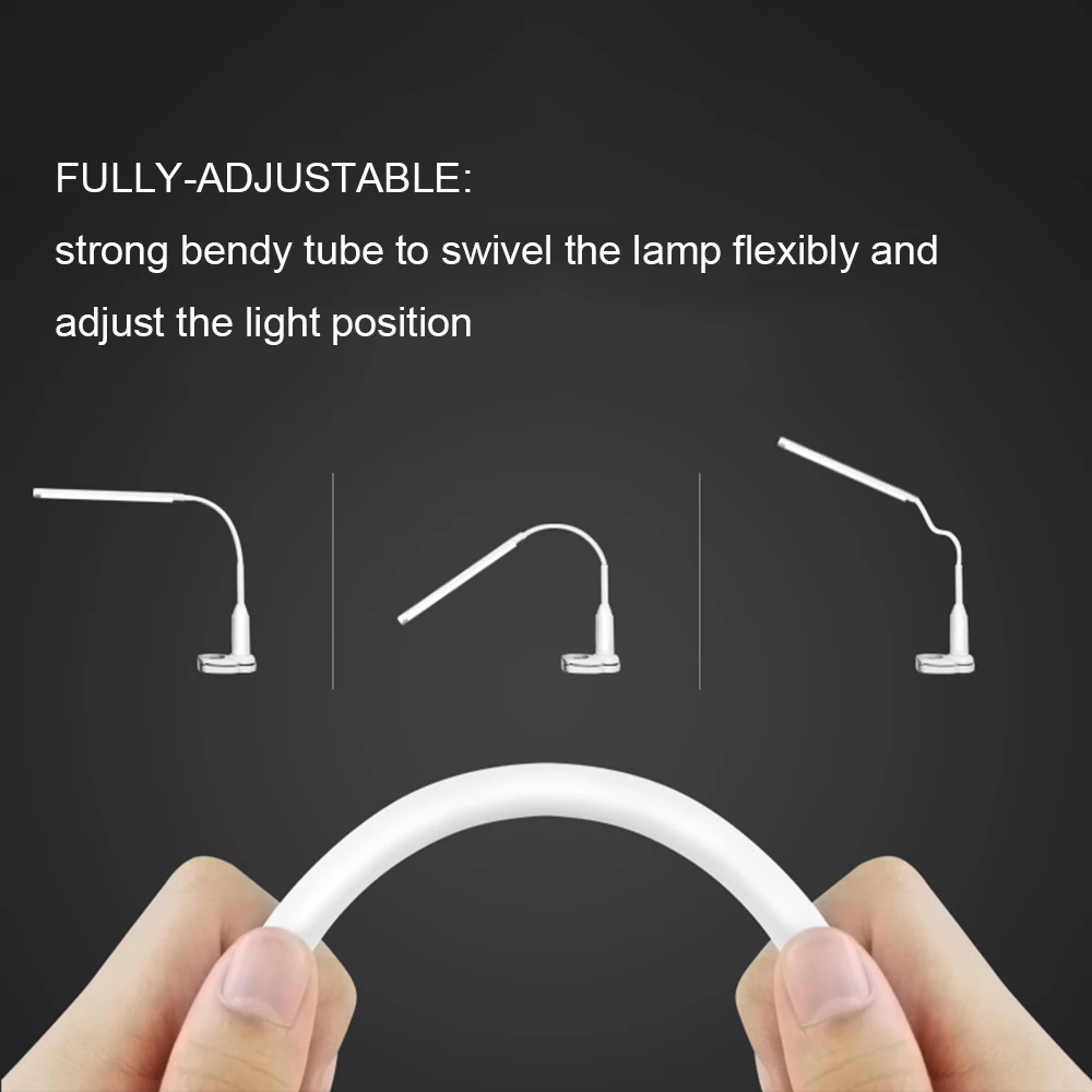 Reading Desk Lamp 5W 24 LEDs Eye Protect Clamp Clip Light Table Lamp Stepless Dimmable Bendable USB Powered Touch Sensor Control