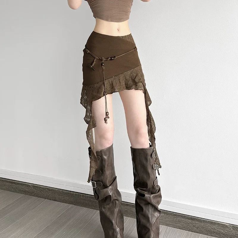 

Облегающие юбки в богемном стиле для женщин, с бахромой, мягкие, в европейском стиле Харадзюку, с абстрактным узором, с эффектом выцветания, с подолом, больших размеров, для зрелых женщин, нарядные, регулируемые, молодежные