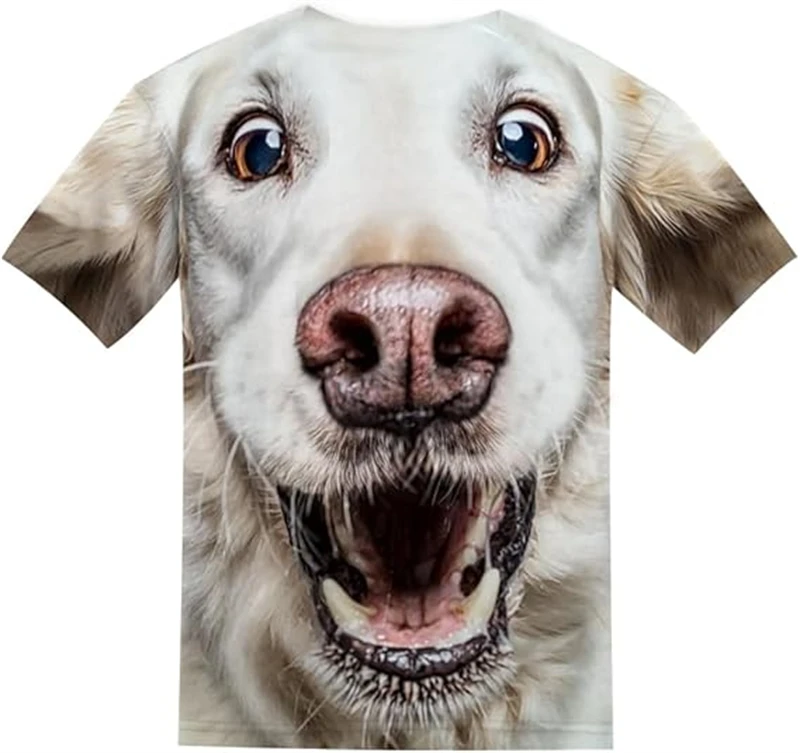 Camisetas con estampado 3D de cara de perro divertida de talla grande para hombres y mujeres, camisetas casuales de moda de verano con animales, camisetas de tendencia para niños
