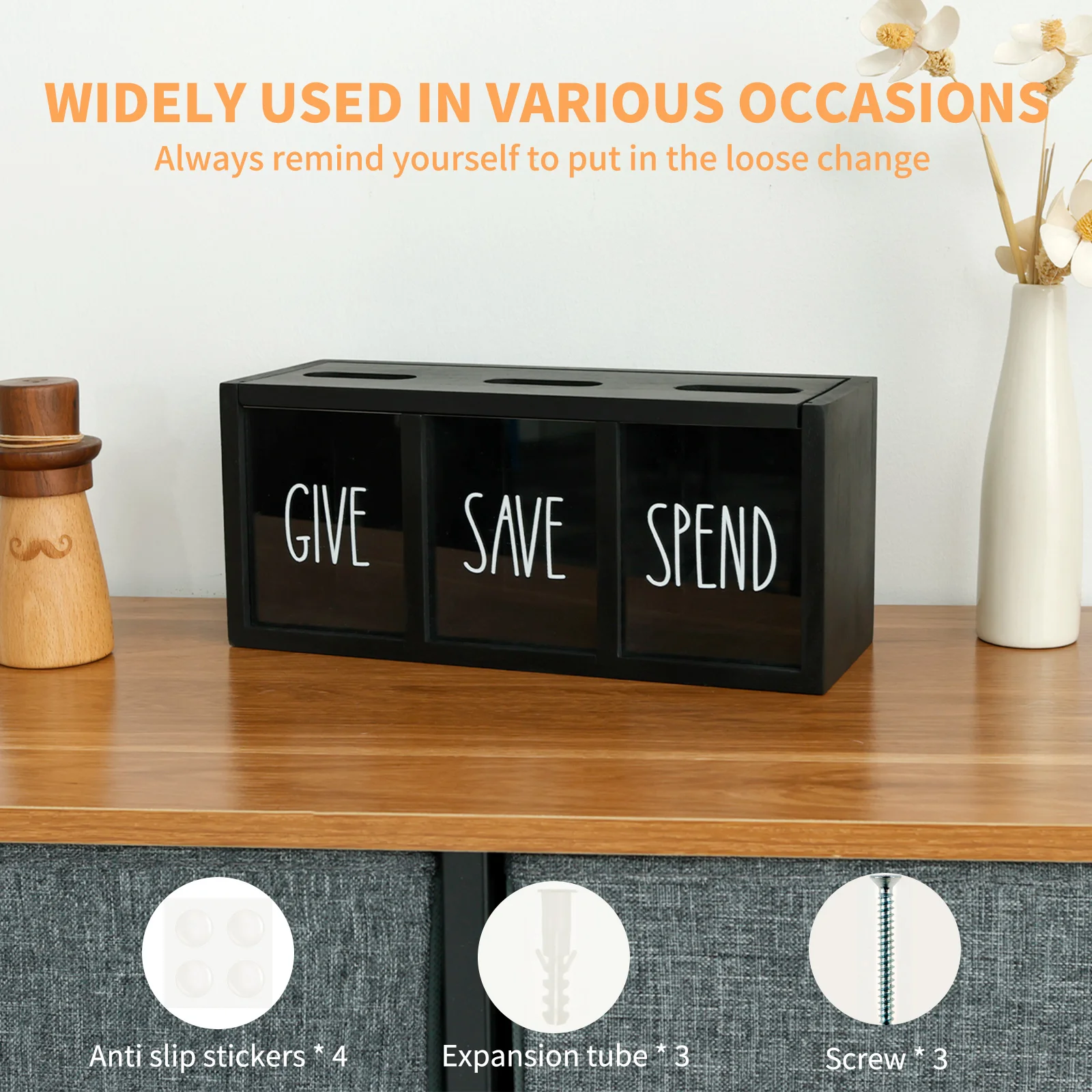 Give Save Spend Money Box Visualized Save Spend Bank Wood Money Saving Box Practical Kid Piggy Bank Safe Box Money Saver