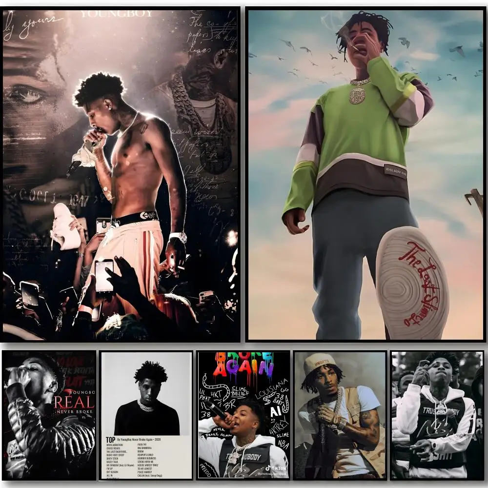 Rapper Y-YoungBoy Never B-Broke Again Poster Self-adhesive Art Waterproof Sticker Coffee House Dorm Room Wall Decor