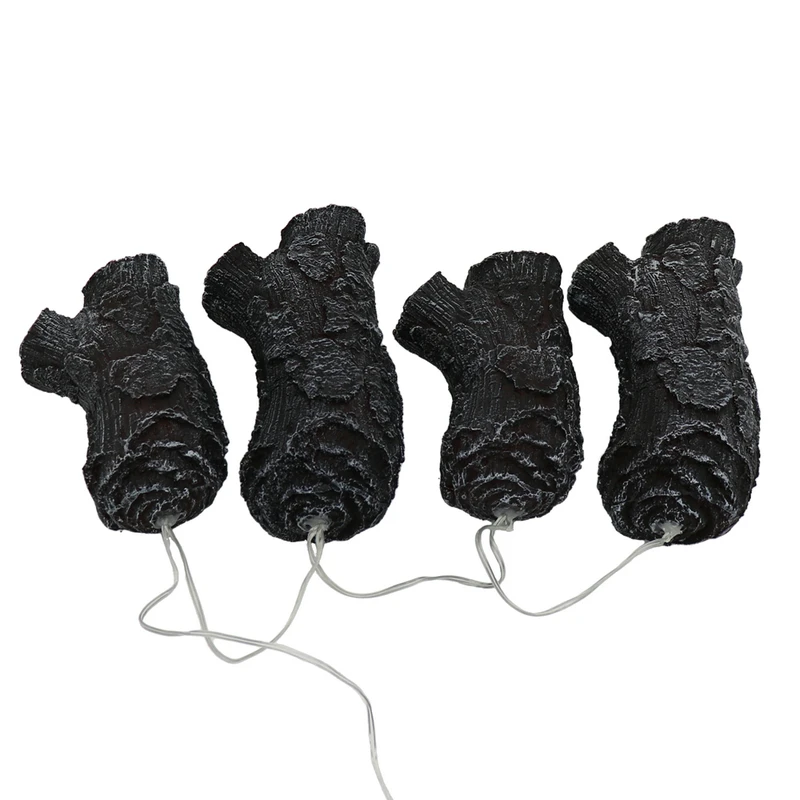 1 Set 3D-Harz-Holzkohle-Lampe, simulierte Holzkohle-Streifen, Kamin-Dekorationszubehör, LED-Carbon-Feuerlicht zur Dekoration – Detail 6