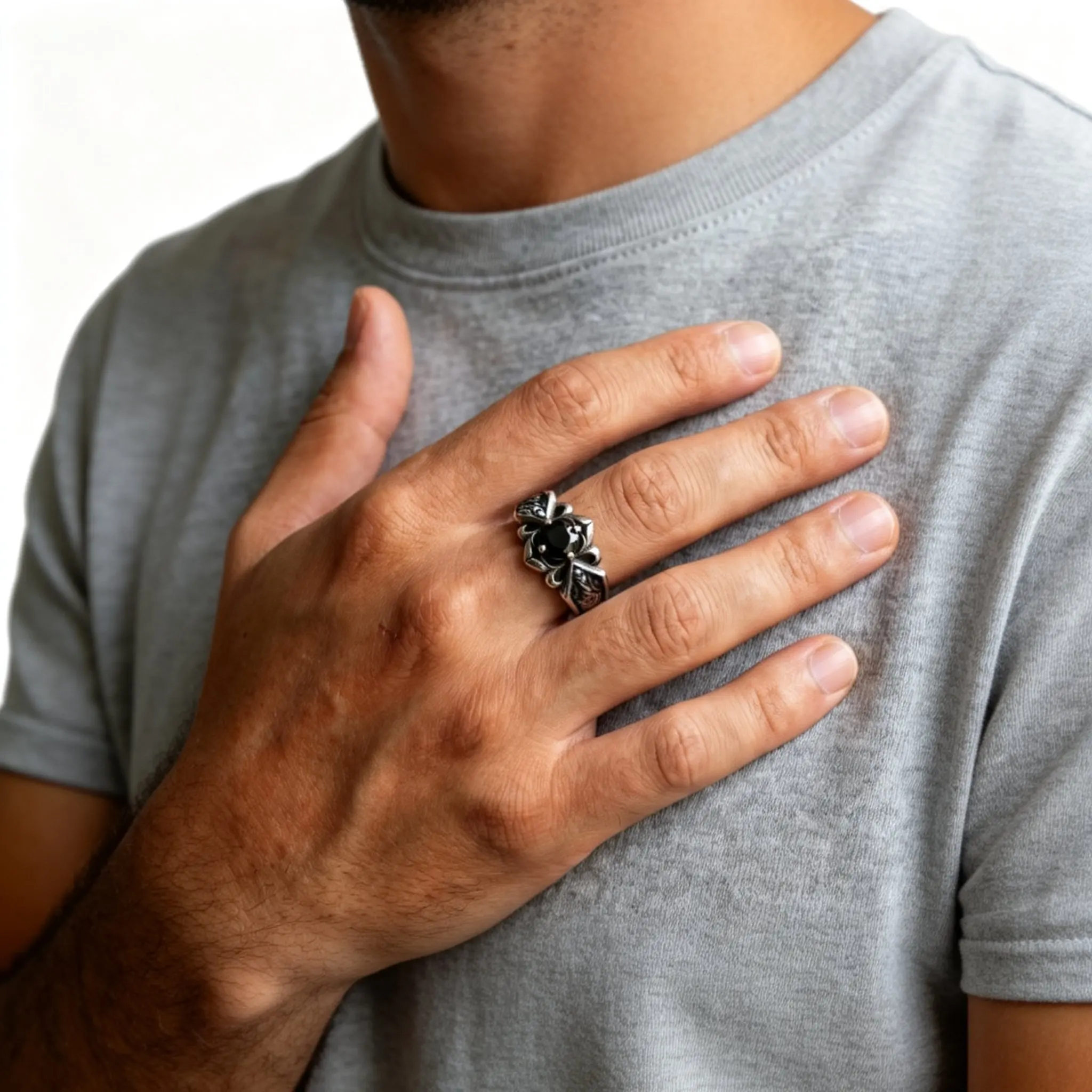 

Stainless Steel Black Stone CZ Ring for Men Trendy Fashion Jewelry Gift Daily Wear Party Street Style Accessories Wholesale