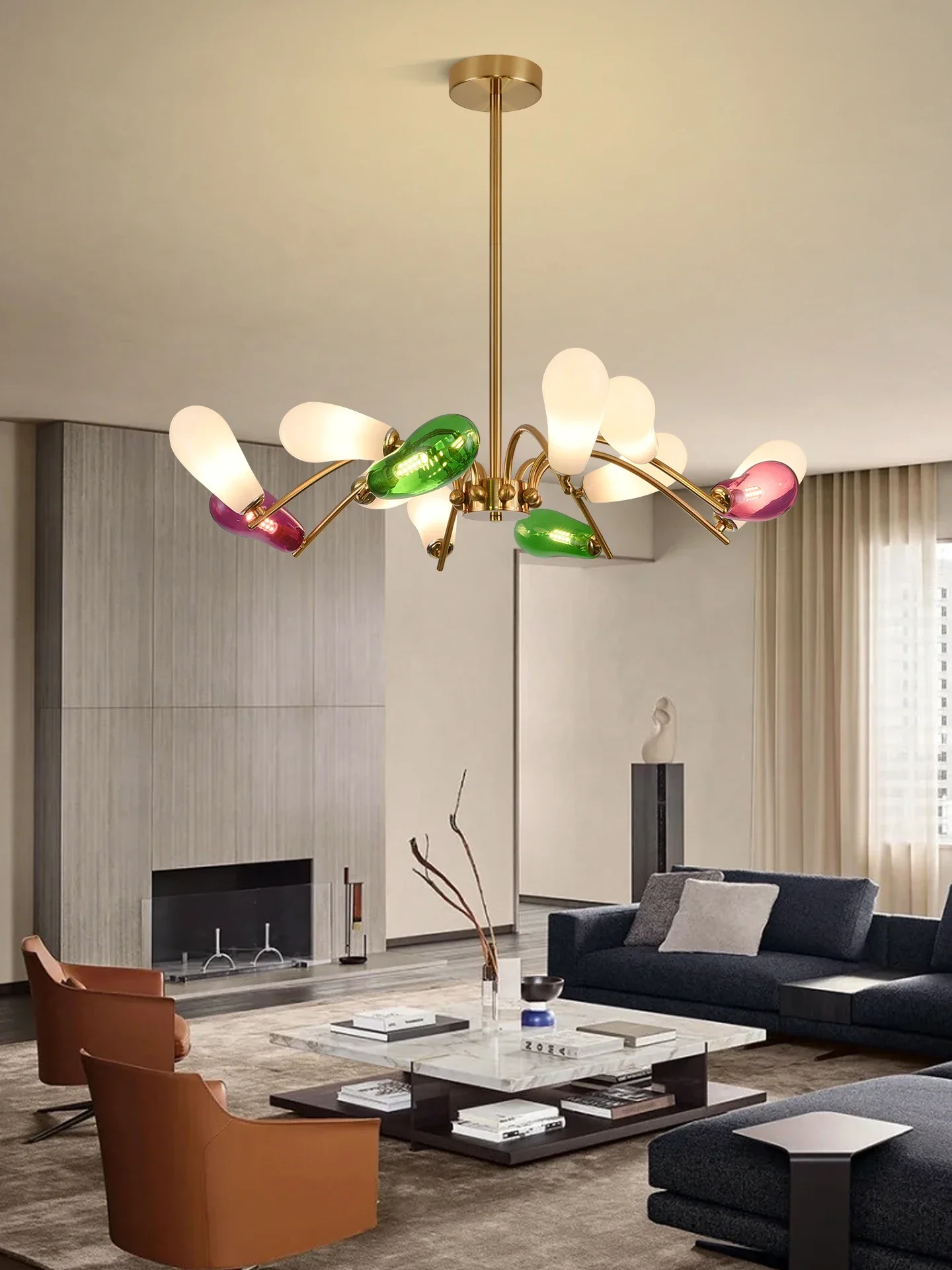 New Moder Designer Macaron Pendan Lamp French Glass Teardrop Master Kids Bedroom Ceiling Light