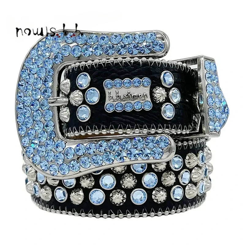 Goth Dark Rhinestones Belts Luxury Strap Western Cowboy Diamonds Bling Belt Crystal Studded Cinturones Para Mujer For Jeans