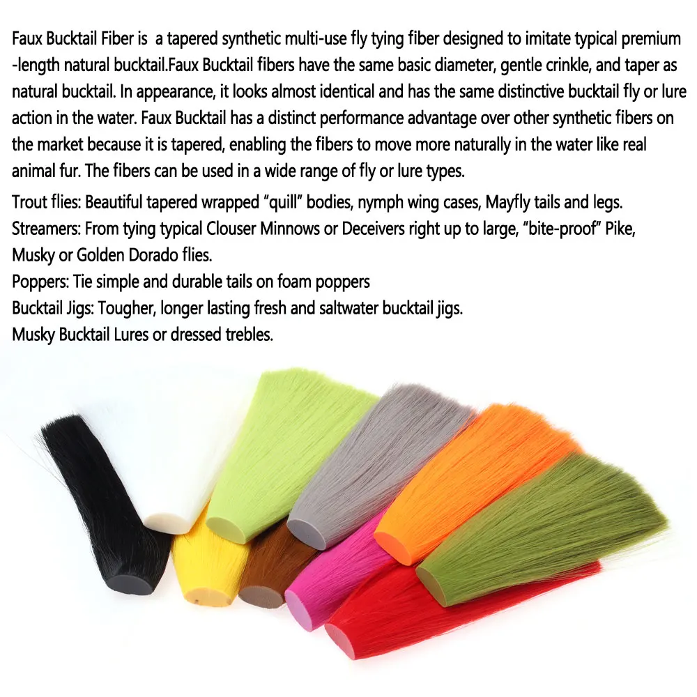 5,71 Zoll lange, konisch zulaufende Kunst-Bucktail-Faser zum Fliegenbinden für Mayfly-Schwänze, Nymphenflügel, Streamer, Poppers, Bucktail-Musky-Jig-Köder – Detail 3