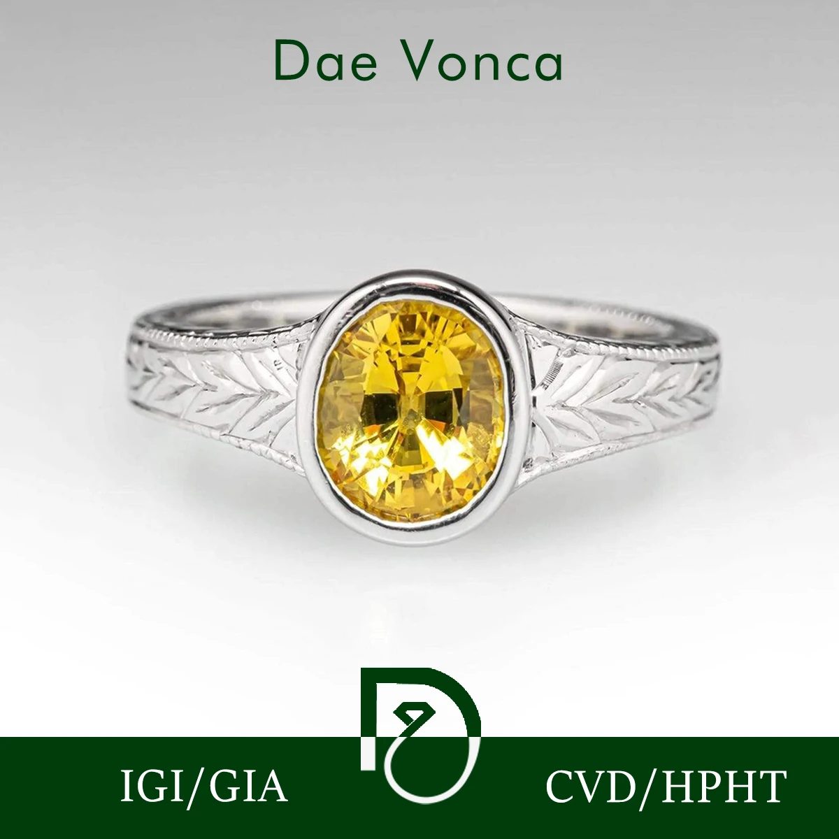 

Vintage Bezel Set Yellow Oval Diamond Rings PT950/K Gold Engraved Wheat Design Lab Grown Diamond Ring Anniversary Gift