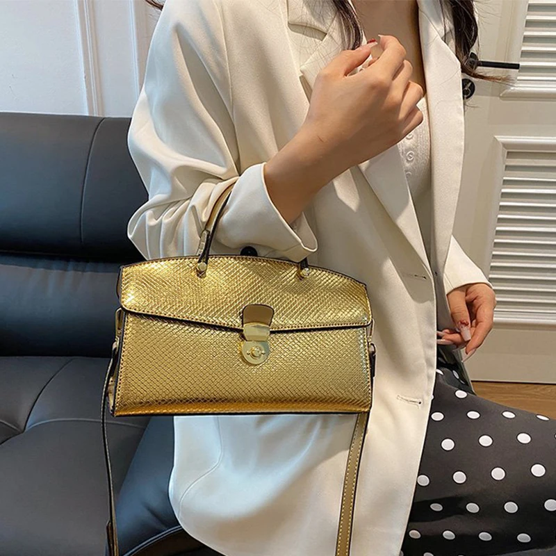 Sac à main en cuir serpentin doré pour femme, petit sac à bandoulière carré, sac JOBag de luxe, haute qualité, initié par un designer classique, nouveau