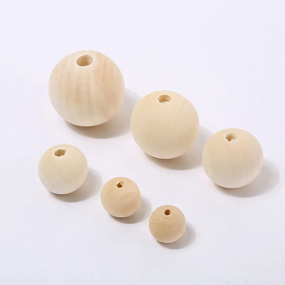 

20pcs Wooden Bead Jewelry Accessories Beads for Necklace Making Round Loose Fancy Bracelets Craft Bamboo