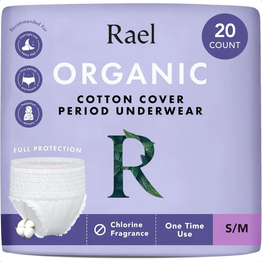 

Underwear for Women Organic Cotton Cover Postpartum entials Leak Locker Unscented Maximum Coverage Size SM 20 Count