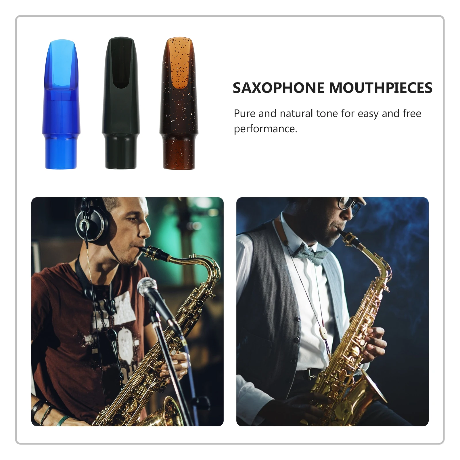 

3 Pcs Saxophone Mouthpieces Food Grade Plastic Durable Airtight Alto Accessories Supplies Replacement Parts Musical Instruments