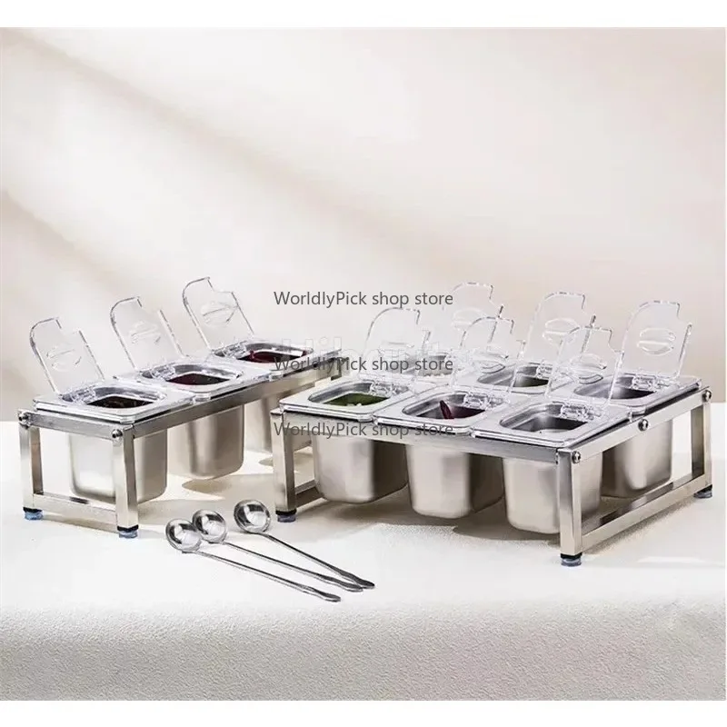 Прозрачный ящик для хранения продуктов из нержавеющей стали со стойкой, видимый выставочный поднос для раковины для магазина чая с молоком, кухонная организация