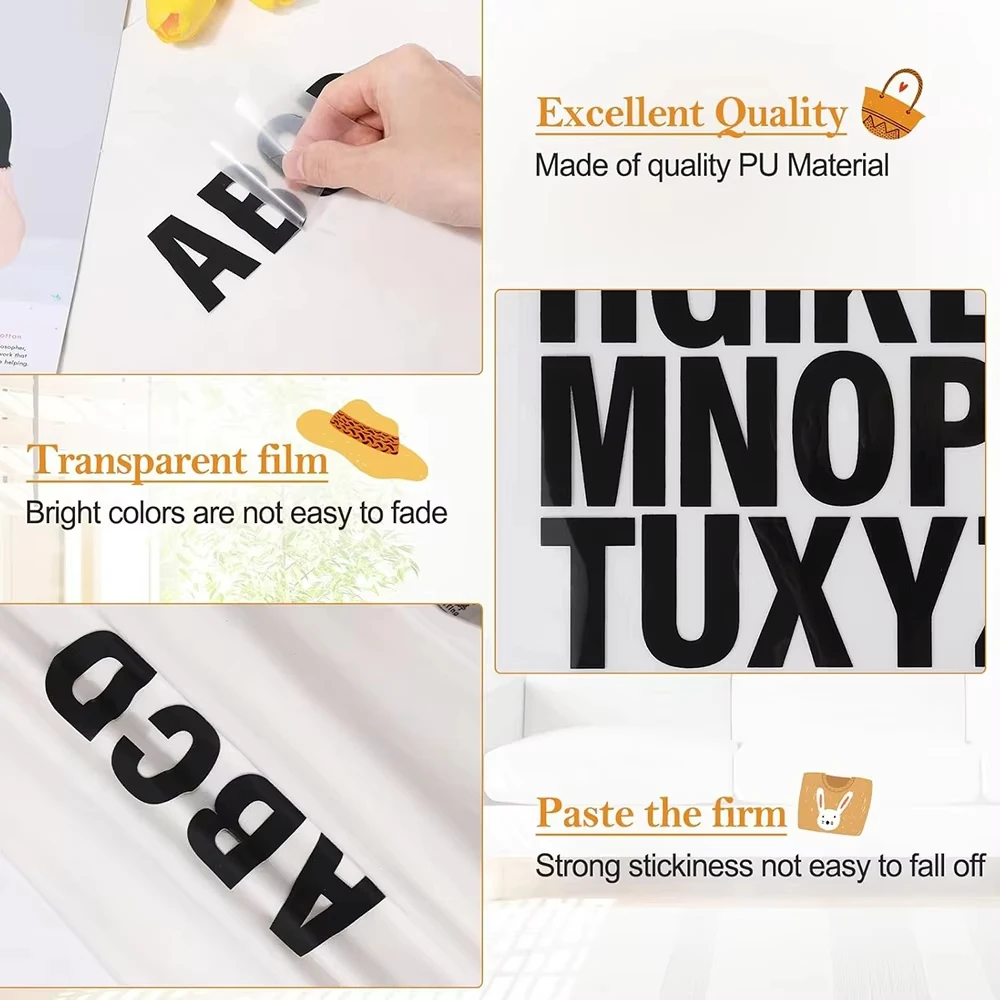 5 Blatt Buchstaben und Zahlen zum Aufbügeln, Wärmeübertragungsbuchstaben, A-Z, PU-Alphabete, Aufkleber, T-Shirt-Druckband für DIY-Bastelteile – Detail 6