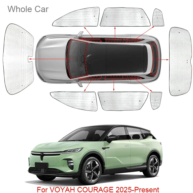 Car Sun Shade Aluminum Foil For VOYAH COURAGE 2025-2027 Foldable UV Heat Insulation Windshield Sunshades Protect Cover Accessory