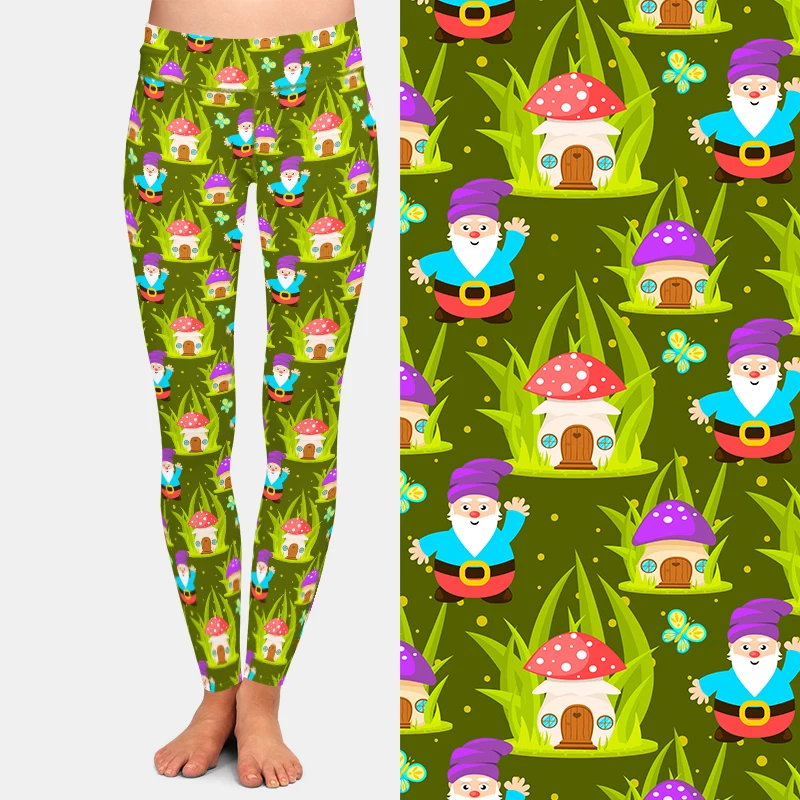 LETSFIND-mallas elásticas de cintura alta para mujer, pantalones con estampado 3D de setas del bosque, para el hogar y los Gnomos, Sexy y delgado, para Fitness, novedad