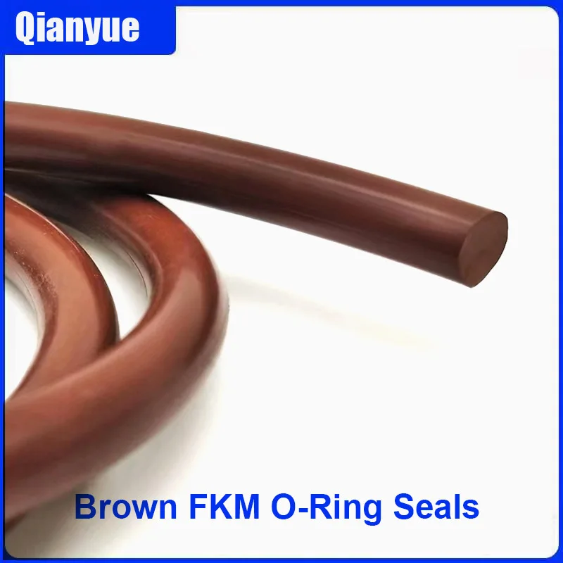 브라운 FKM O-링 씰 1/1.5/2/2.5mm 코드 x 3-100mm 외경, 고온 250 ° 화학물질 저항성, 최대 1000mm 맞춤형 사이즈