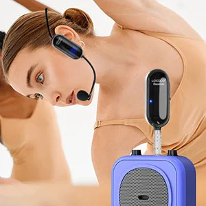 XIAOKOA Kabelloses Mikrofon-Headset, kabelloses UHF-Headset und tragbares 2-in-1-Mikrofon mit LED-Digitalanzeige, 165 Fuß Reichweite – Detail 2