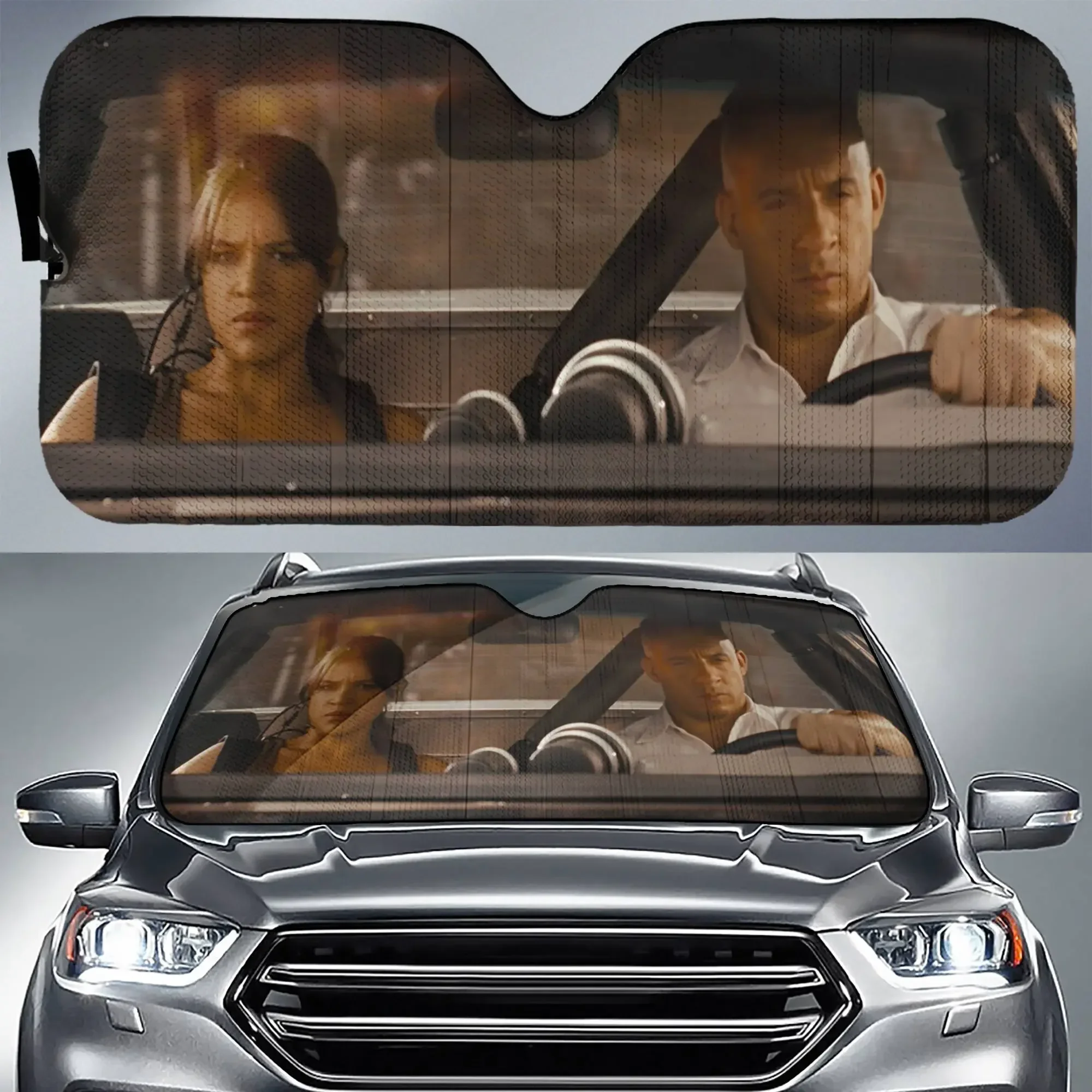 Fast and Furious Fan Sunshade Protection Automotive Interior Sun Protection Keep Car Cool Easy to Use for Most Sedans SUV