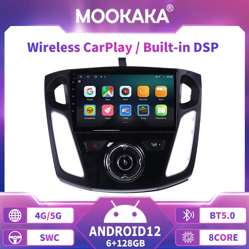9 pulgadas para Ford Focus 2012-2017 Radio de coche Android 14 Multimedia GPS pantalla navegación Auto Carplay estéreo unidad principal Audio WIFI