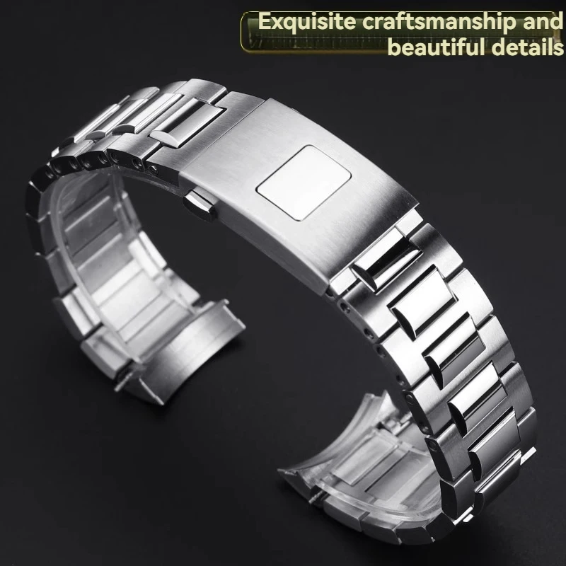 316L Stainless Steel Watch Strap for IWC Portugal Chronograph Series IW37617 Solid Arc Watch Chain 20mm Curved End Wristband