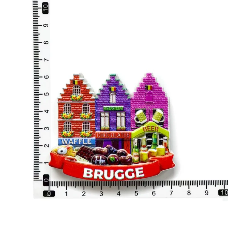 

Europe Belgium Bruges Tricolor House Fridge Magnet Tourist Souvenir Home Use3d3D Decorative Items