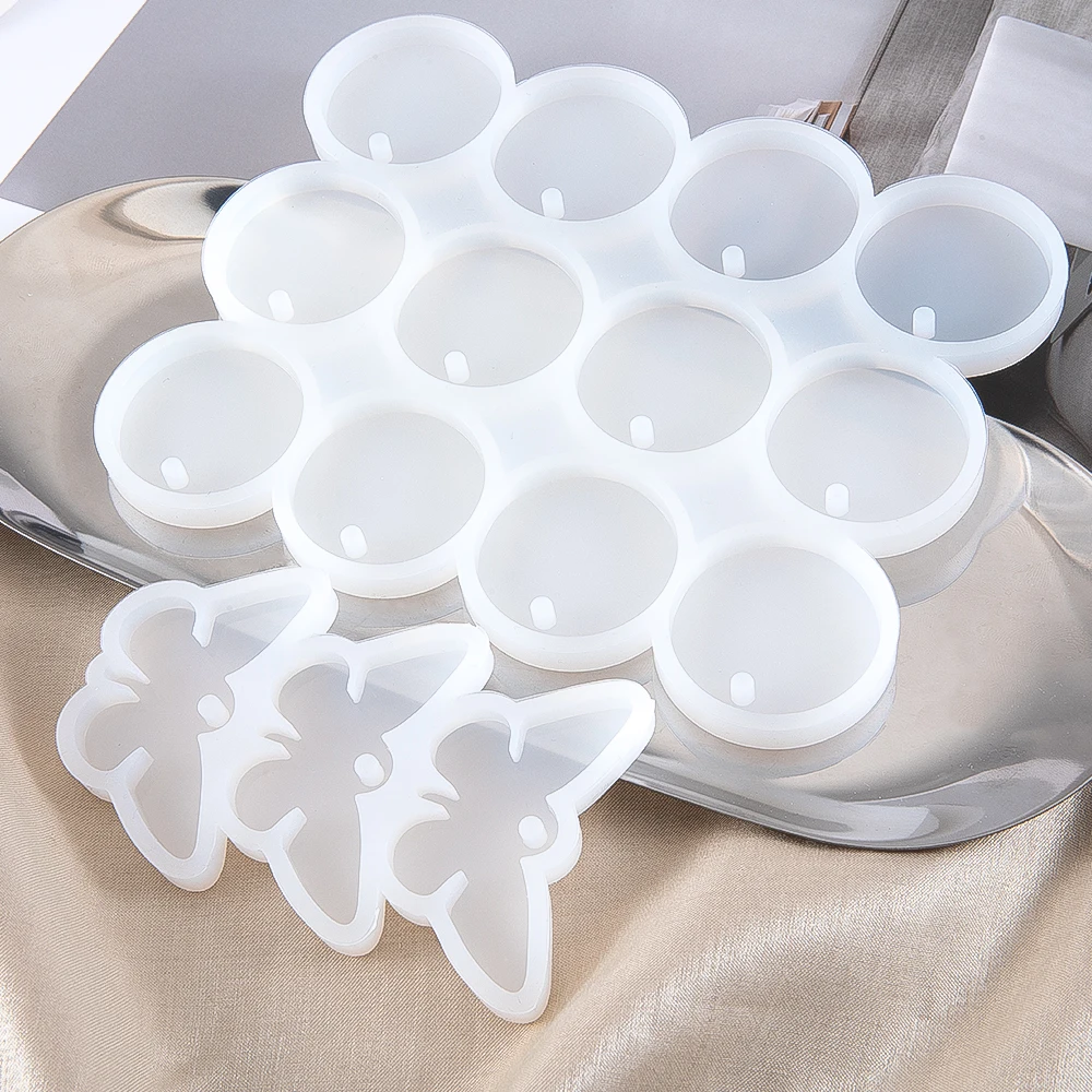 Moules en Silicone réutilisables, ronds et ovales, papillon, pour la fabrication de bijoux, pendentifs, boucles d'oreilles, porte-clés, outils de bricolage époxy, 1 pièce