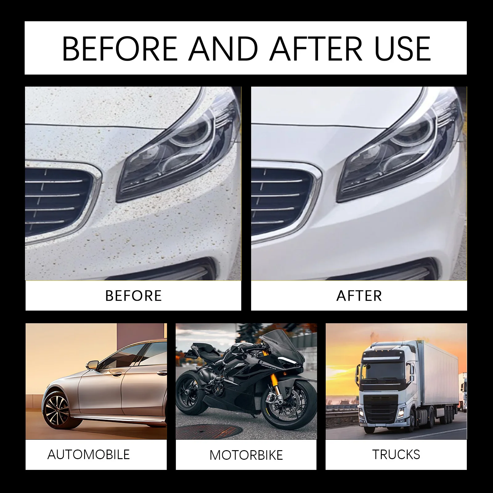 Car Cleaning Spray Waterless Wash Wax Dust Grime Remover Streak Free Shine Paint Safe Formula Quick Detailer with Sponge 100ML