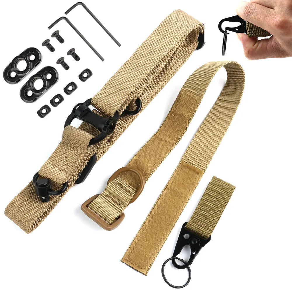 2 Point Rifle Strap QD Sling + MLOK Rail Mounts Buckle Base + D-Ring Sling Loop Hunting accessories