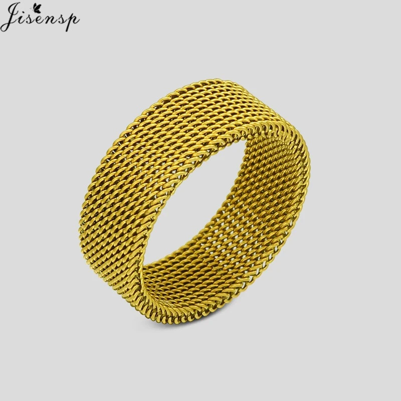 Vintage Weave Stainless Steel Men Women Rings Minimalist Geometric Cuff Ring Boyfriend Jewelry Anti Stress Creativity Party Gift