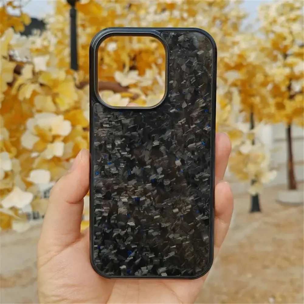 Magnetic Genuine Carbon Fiber Slim Case For iPhone 16 Pro Max 15 14 Glitter Forged TPU Frame Cover