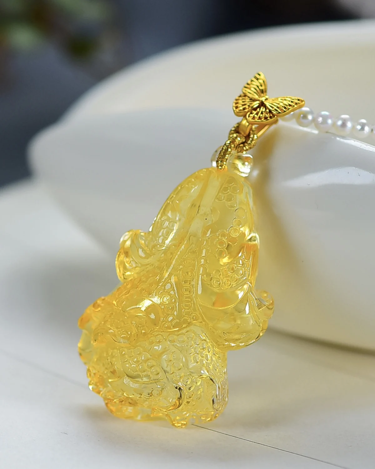 

Natural Yellow Citrine Quartz Women Men Pendant 40.3*29*13mmWealthy Rare Bead Necklace Jewelry AAAAA