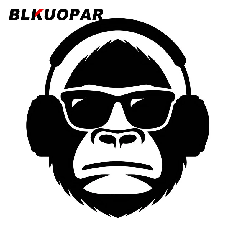 

BLKUOPAR обезьяна прослушивает музыку, автомобильные наклейки, креативные наклейки с животными, водонепроницаемые высечки, интересная графика, этикетка для окон, фургона