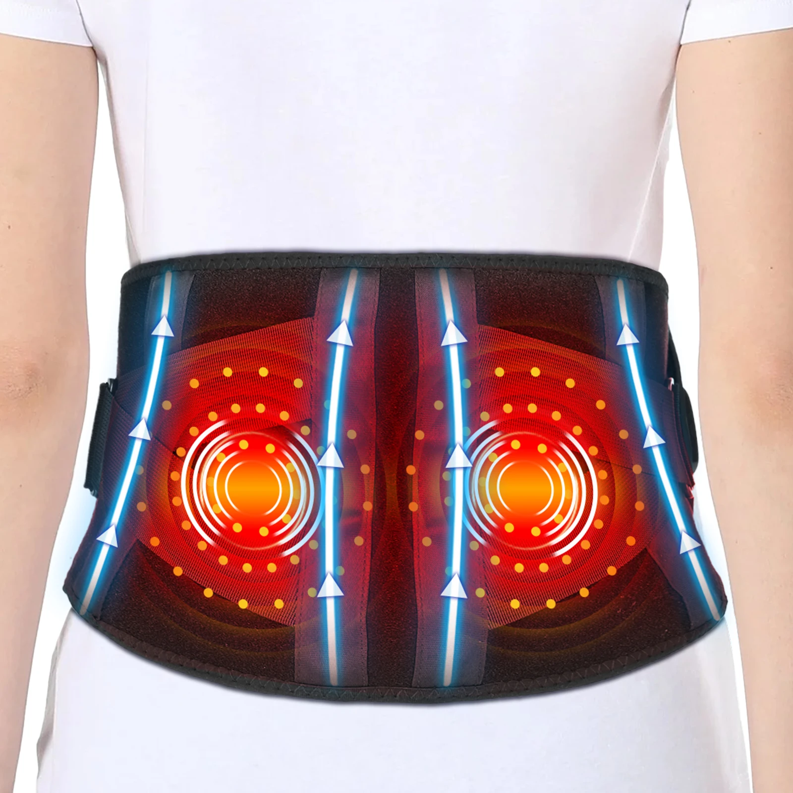 

Cordless Electric Waist Belt Vibration Massager Lumbar Decompression Protector Back Brace Heated Massage Waist Muscle Relax
