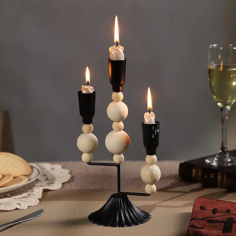 

Новый американский деревянный подсвечник, винтажный домашний ТВ-шкаф, настольный подсвечник, украшение для дома, подсвечник, орнамент LI601