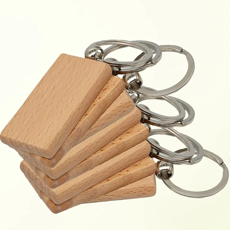 30Pcs Wood Keychain Blanks Wooden Blank Keyrings Key Chain Tag for DIY Crafts