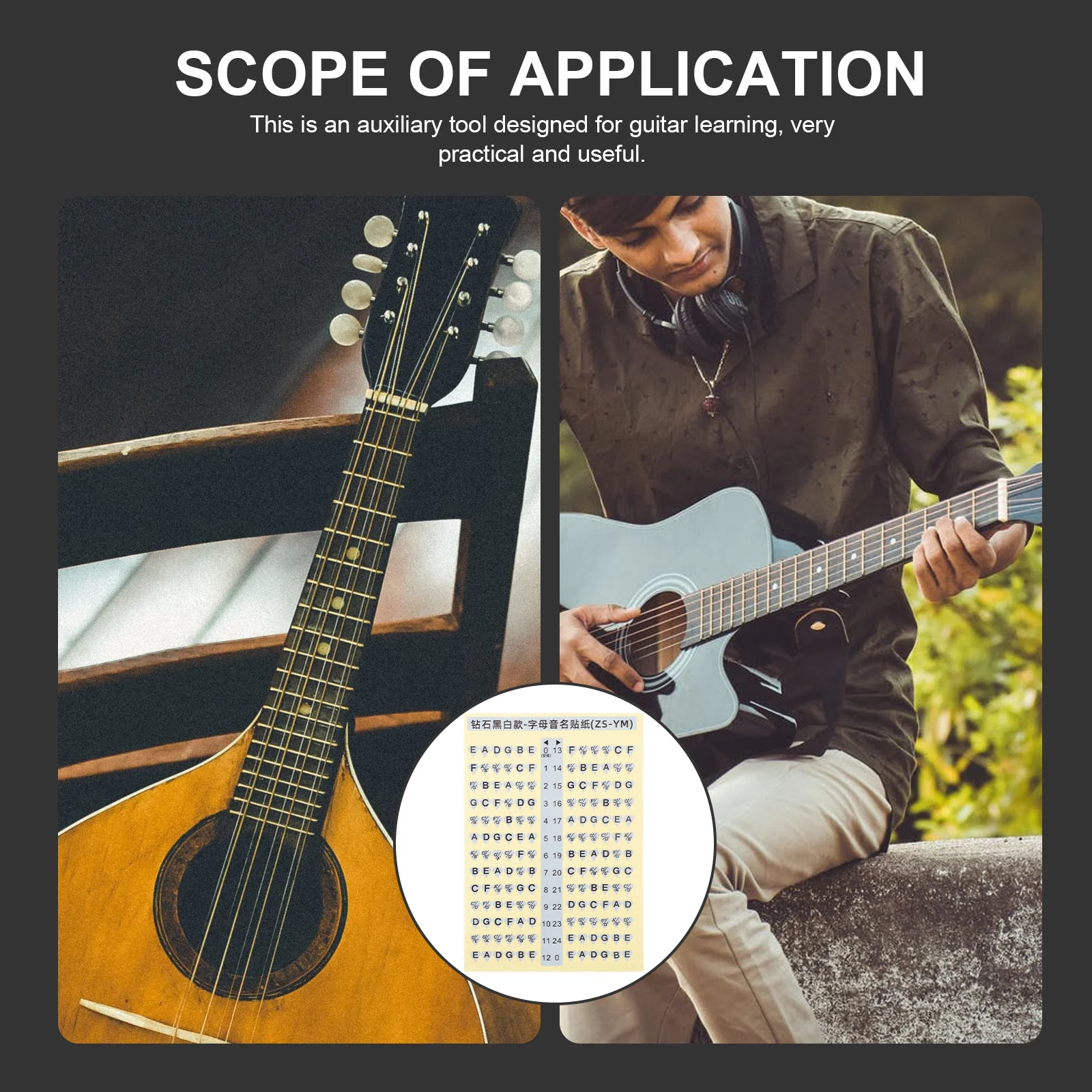 

2pcs Guitar Scale Stickers Professional Fretboard Note Map For Beginners Learning Tool Reusable Practice Accessory Instrument