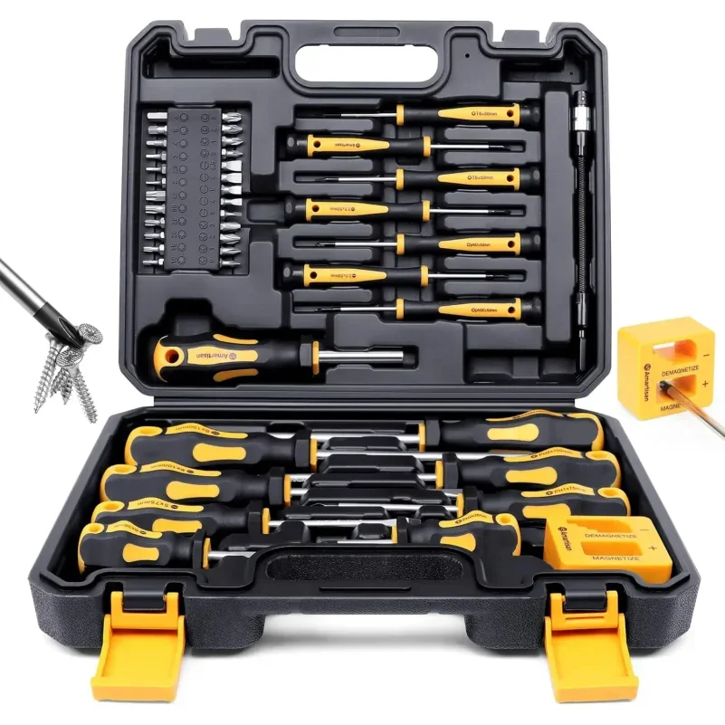 1Set Magnetic Screwdrivers Set with Case,43pcs Includs Slotted Phillips Hex Pozidriv Torx and Precision ScrewdriverTools for