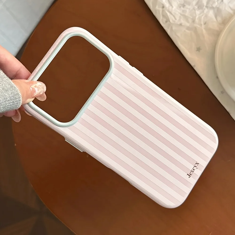 Luxury Korean Fashion Stripes Candy Color Soft Phone Case for iPhone 18 17 16 15 14 13 12 Pro Max 16E Shockproof Silicone Cover view 3