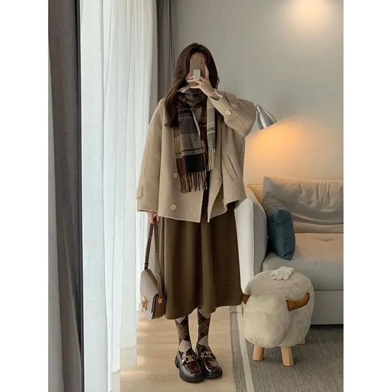 New Short Woolen Coat Autumn And Winter High-end Jackets Oversized South Korea Clothing Elegant Fashion LOOSE Casual High Street