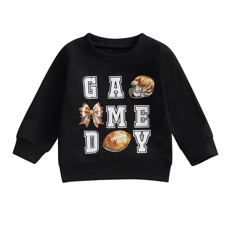 

1-5Years Kids Baby Girls Autumn Sweatshirts Fashion Letter Rugby Print Long Sleeve Round Neck Pullover Tops Toddlers Clothes